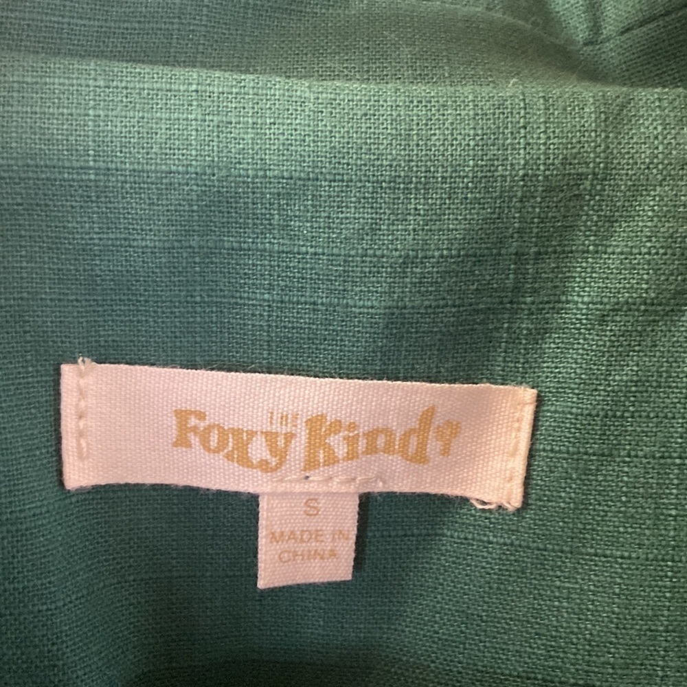Sz S The Foxy Kind 100% Cotton Forest Green Oversized Blazer 69716 - Picture 6 of 10